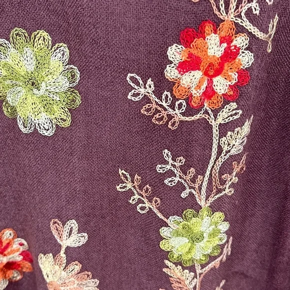 PASHMINA Floral Embroidery Oversize Pashmina Silk Blend Travel Luxury Cozy Chic - Picture 6 of 13